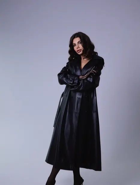 Жіночий подовжений тренч, пальто