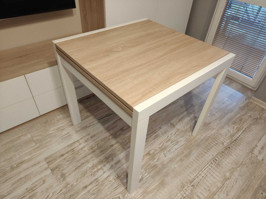 Kwadratowy rozkładany stół dąb sonoma 80x80- 160.