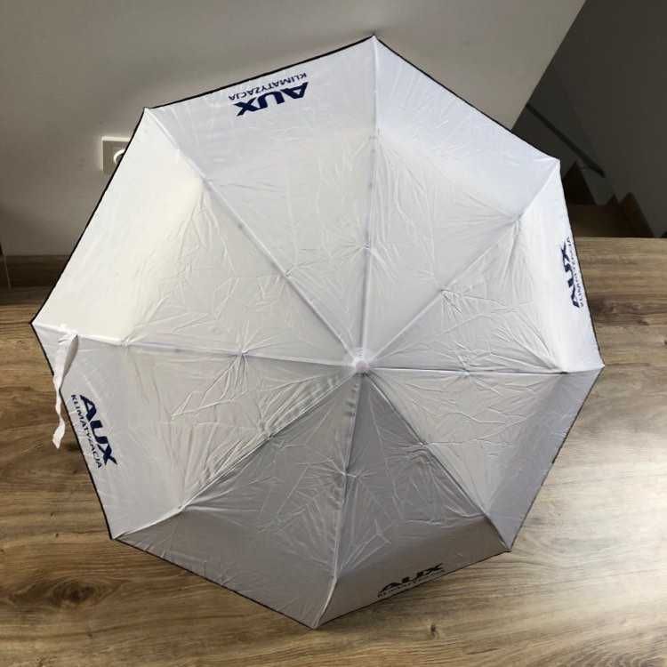 Mocny, duży, wytrzymały biały parasol, średnica 100 cm, automat