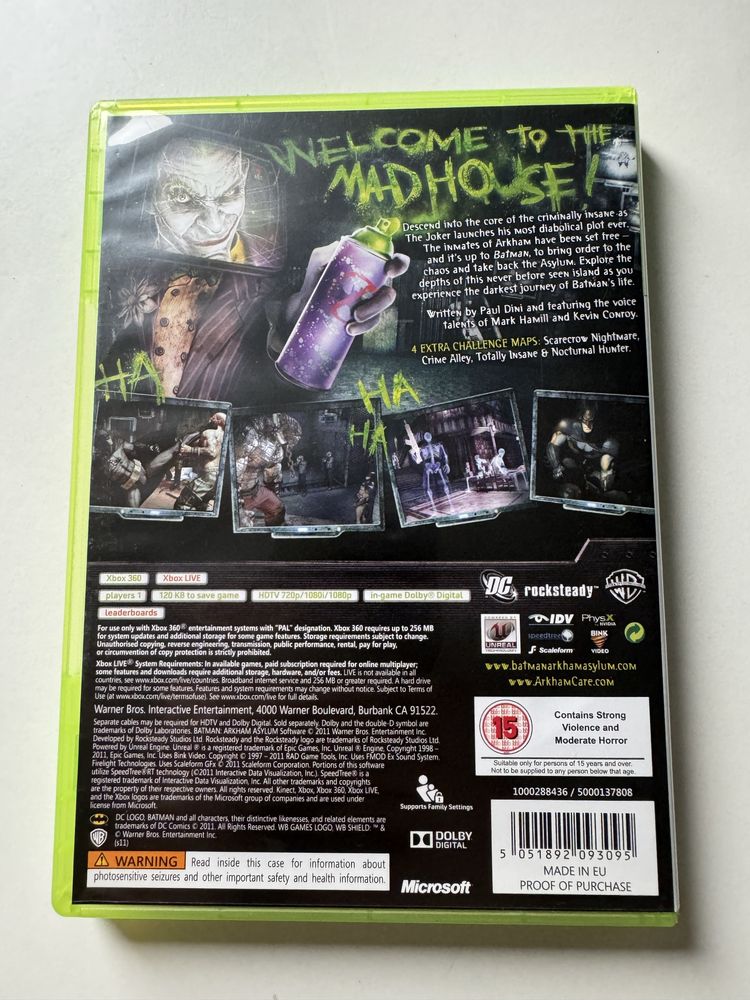 Batman arkham asylum game of the year edition xbox 360
