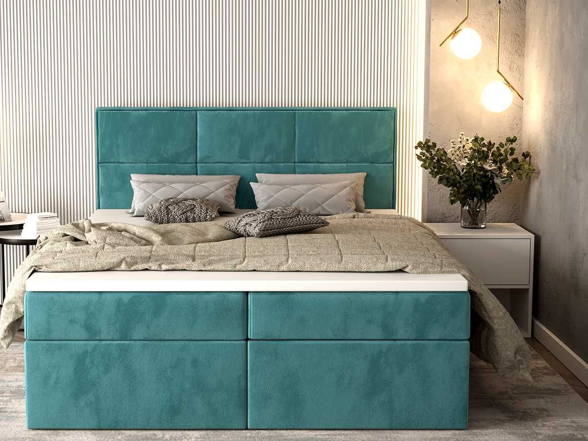 Łóżko Boxspring Kontynentalne + Materace Bonell + Pojemniki GALAXY