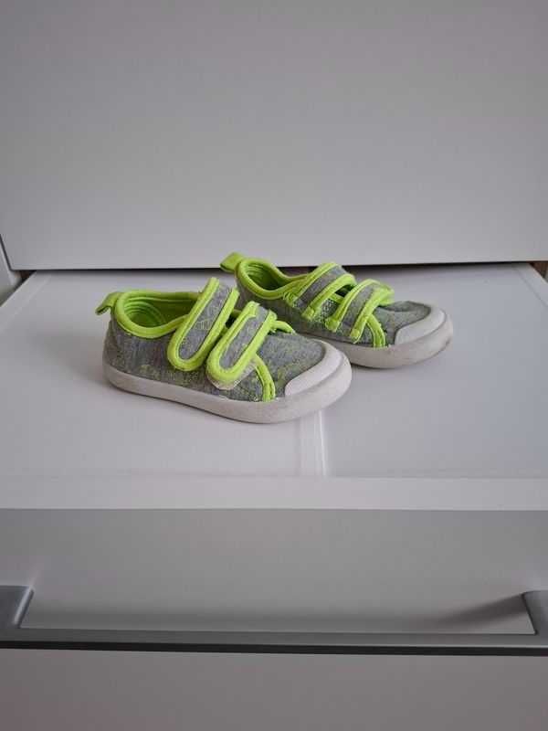 Trampki adidasy na rzepy szare z neonowym zielonym r. 23