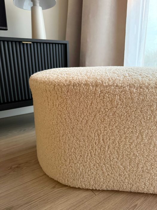 Pufa OREBO 84x45 naturalna biel/tkanina pluszowa