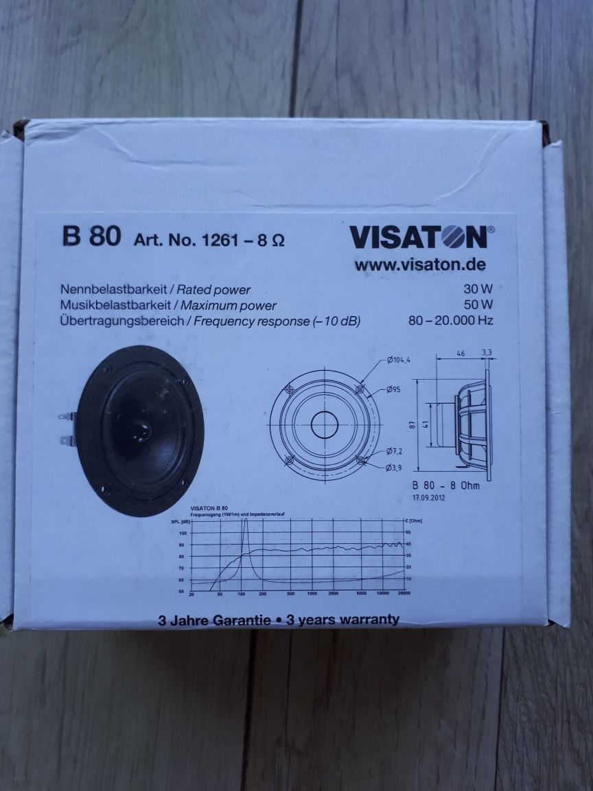 Głośniki szerokopasmowe Visaton B80