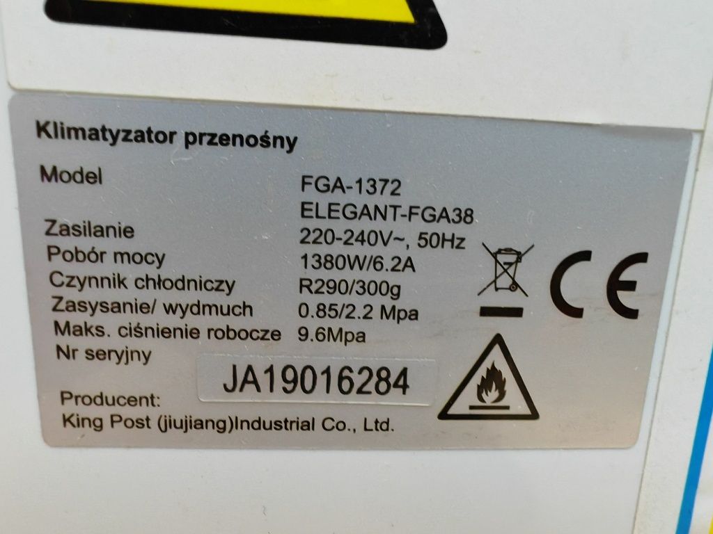 Klimatyzacja przenośna Torrel bardzo mocna 3.8KW klasa A niski pobór