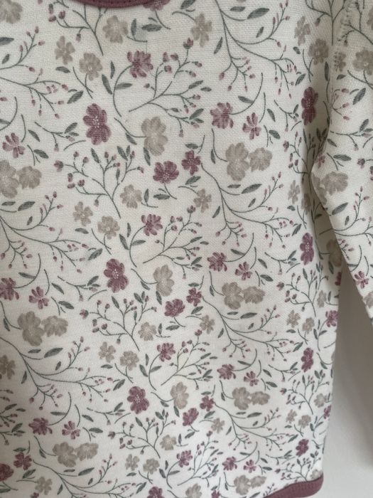 Body joha 92/98 liliowy wzorek kwiatki merino