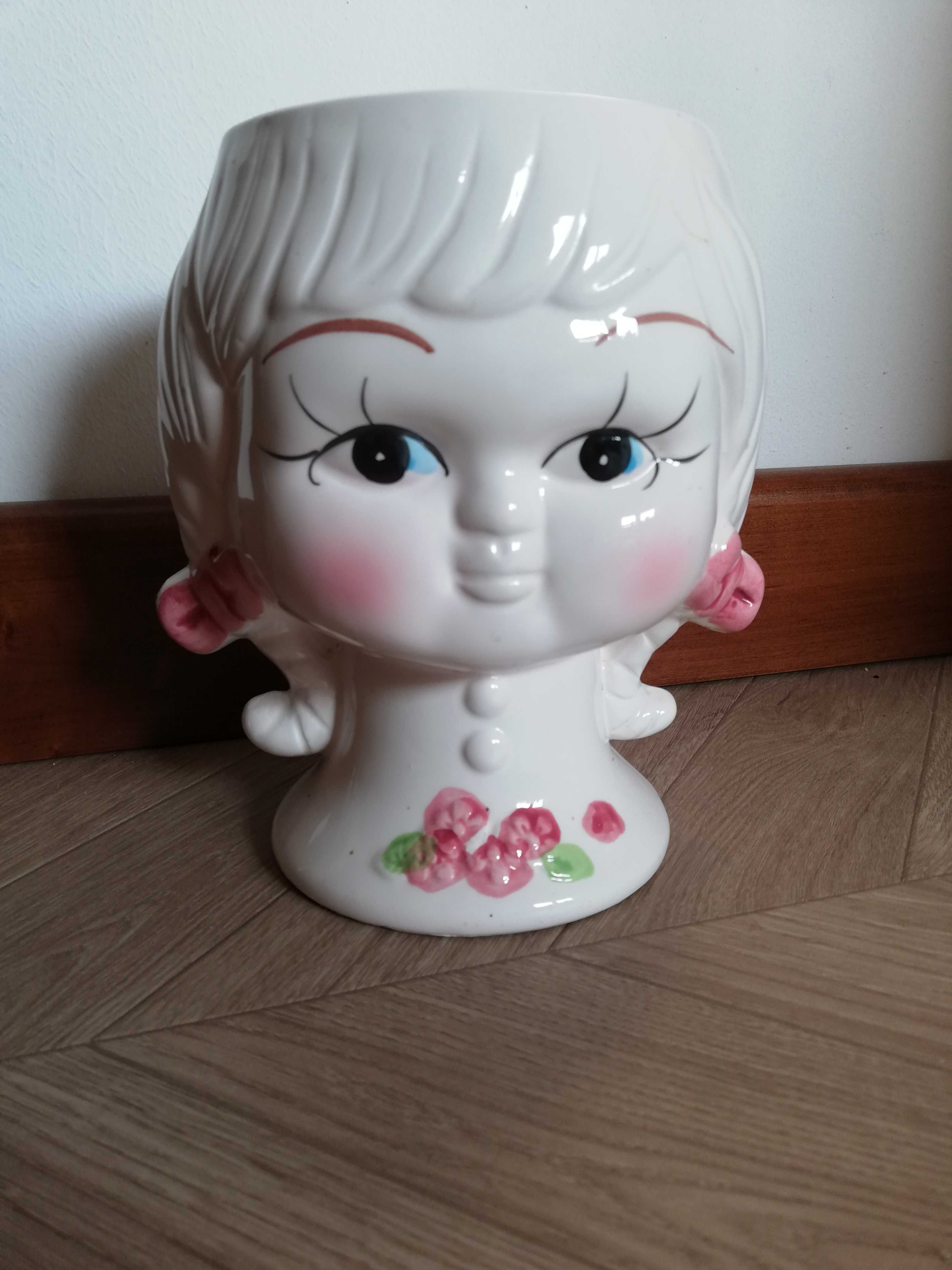 Doniczka ceramiczna głowa dziewczynka duża