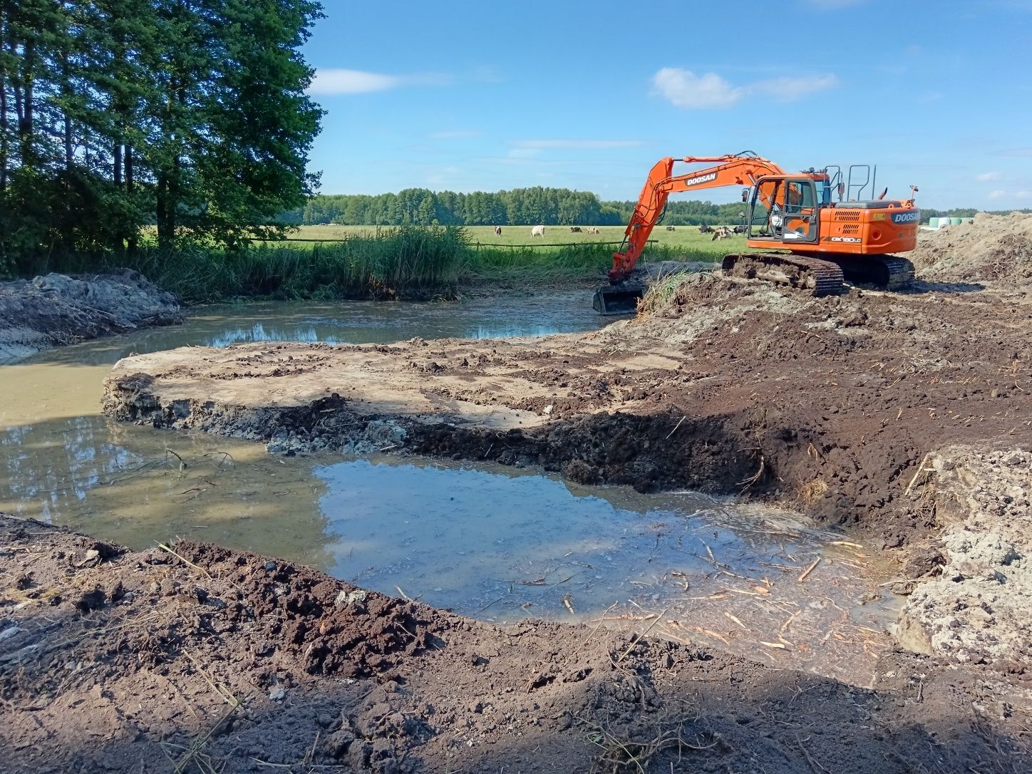 Kopanie i czyszczenie stawów, wyburzenia, korytowanie dróg