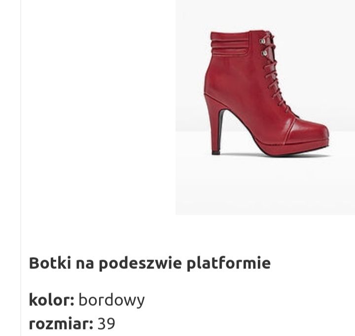 Nowe botki sznurowane bordowe bon prix r.39