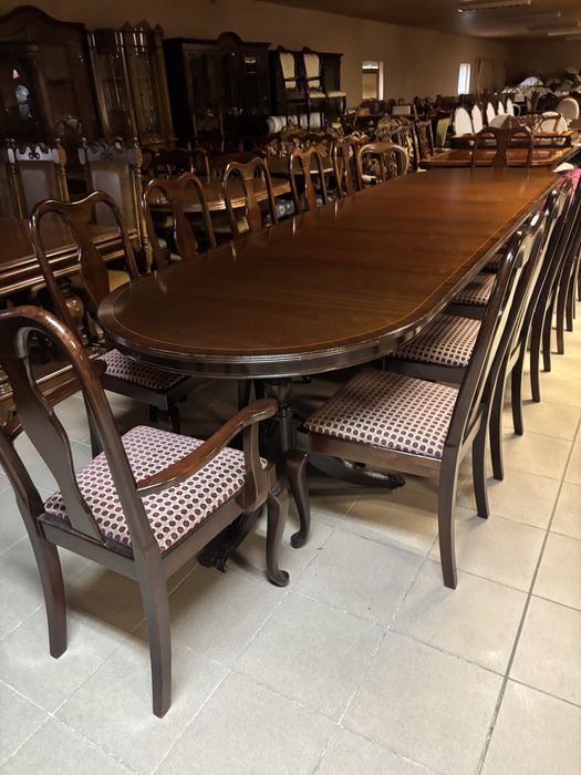 Stylowy Angielski Zestaw Stół 353 cm + 12 Krzeseł Meble Stylowe Sklep