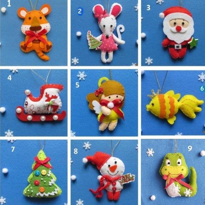 Ялинкові іграшки та прикраси з фетра
