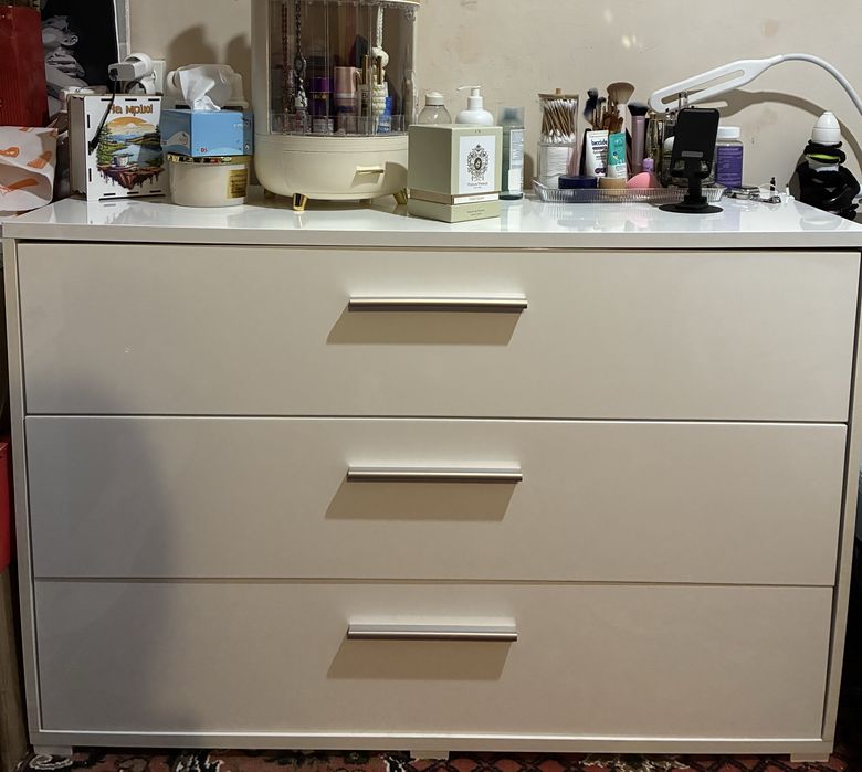 Комод Embawood Mirina 3 шухляди білий лак/білий