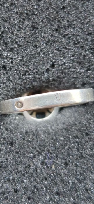 srebrny pierścionek warmet PRL plus kolczyki