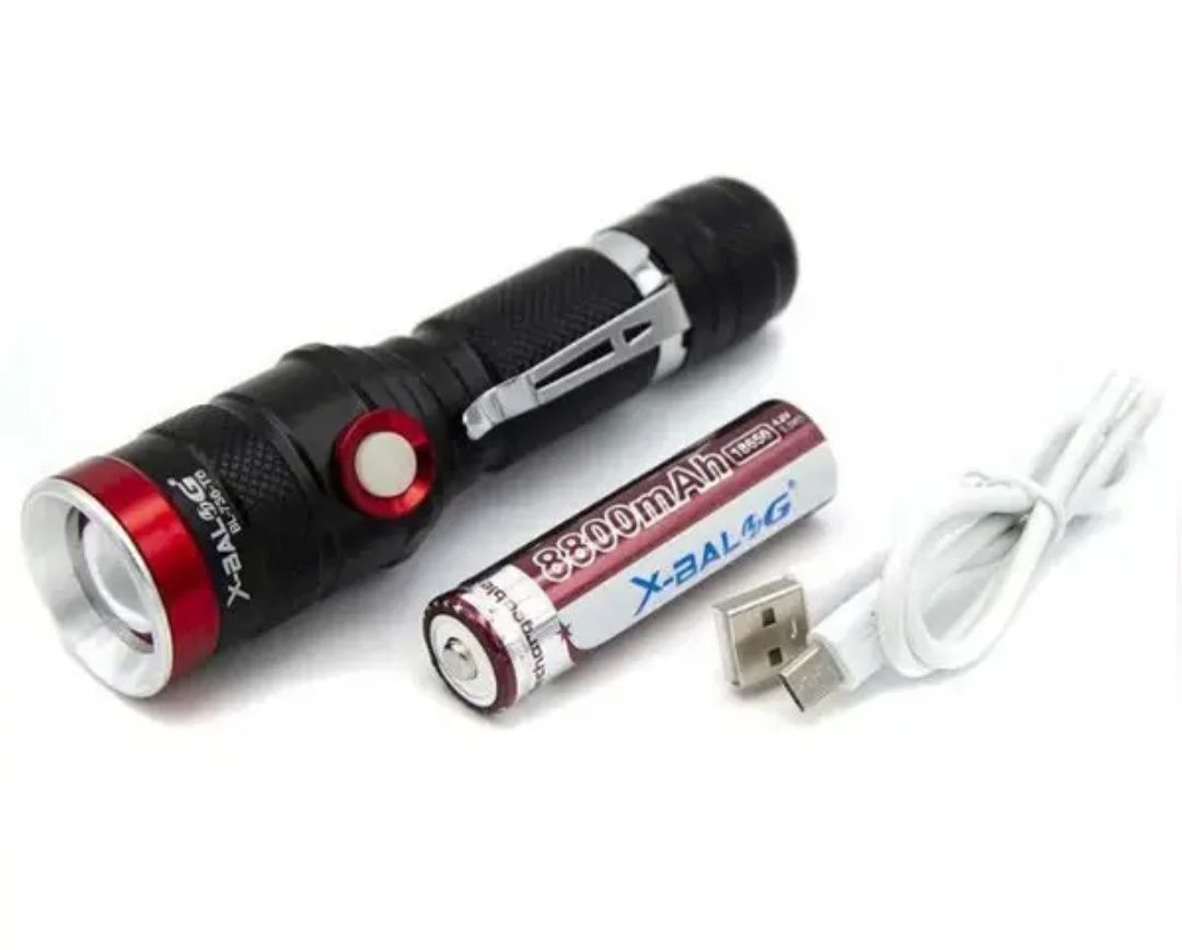Фонарик ліхтар один режим  BL-736 T6 аккумулятор USB зарядка