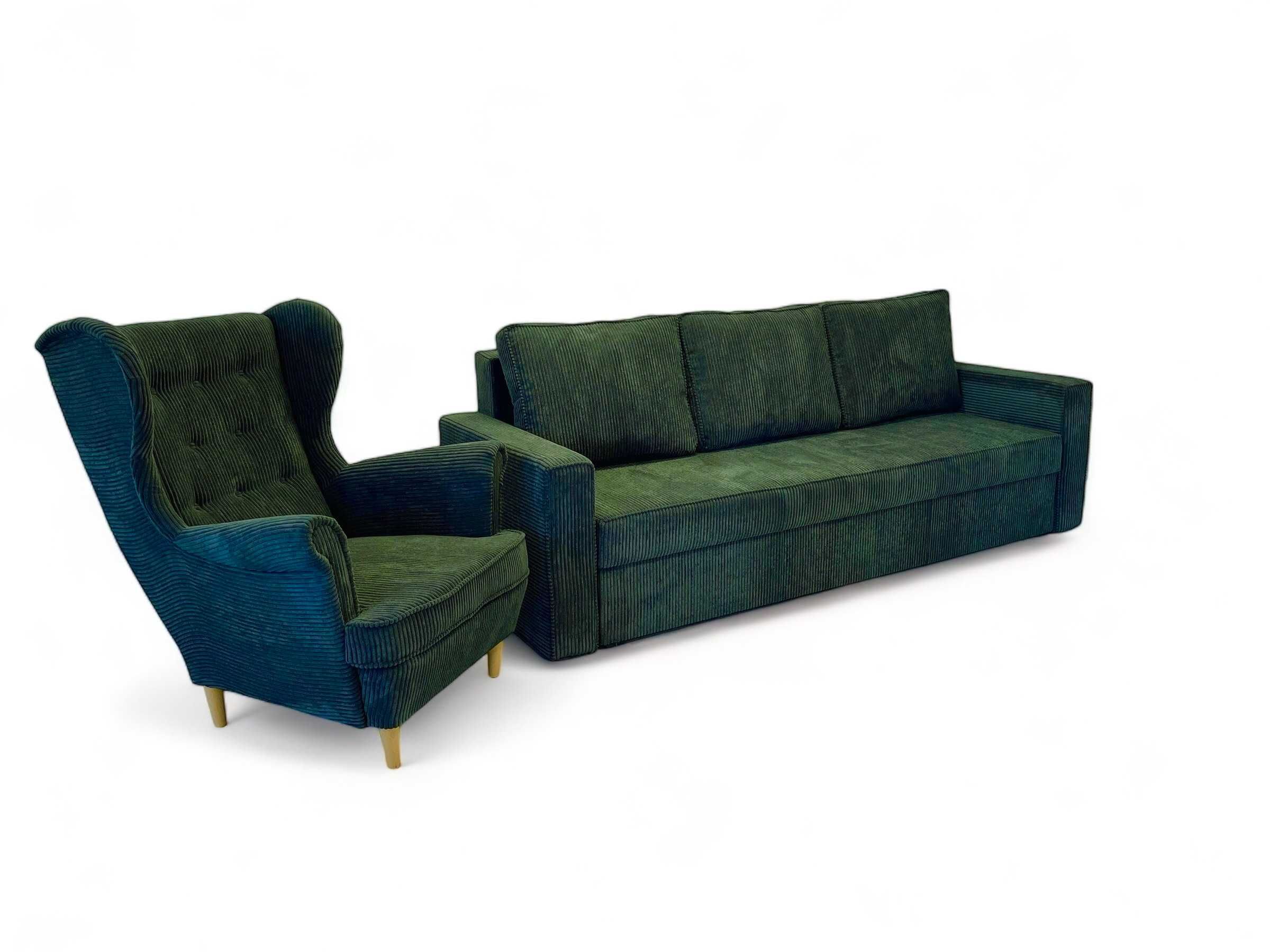 Zestaw komplet wypoczynkowy kanapa Sofia + fotel Uszak. Wersalka, sofa