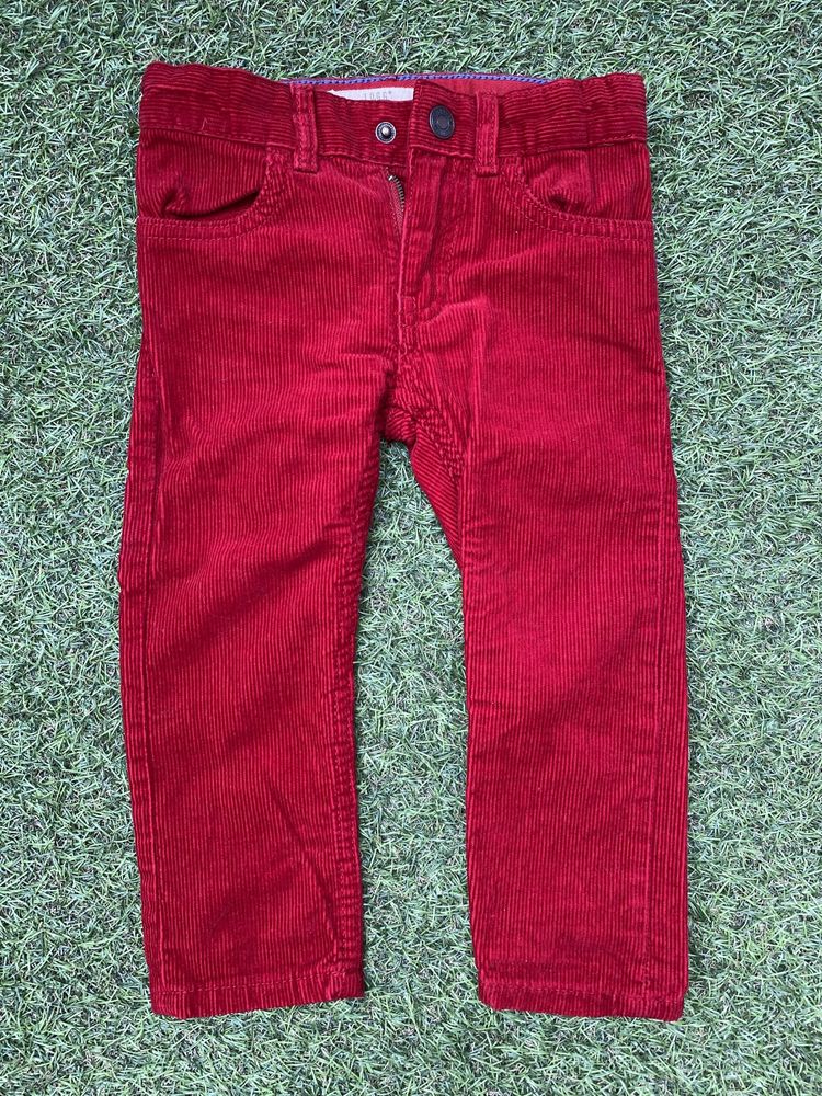 Spodnie sztruksy dziewczęce H&M Slim Fit rozmiar 92 czerwone na wiosnę