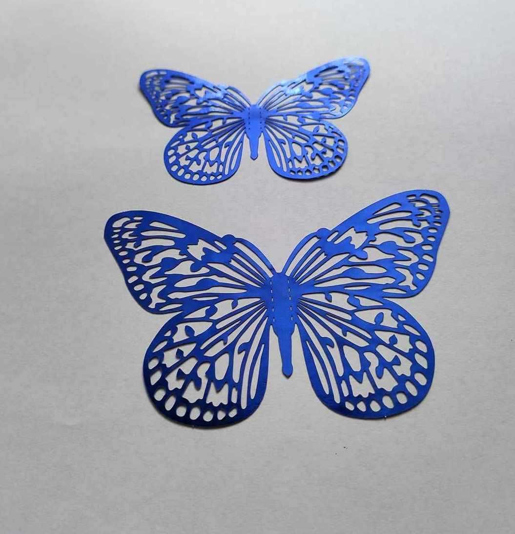 Naklejki na ścianę 3D Motyle Ażurowe Niebieskie 12szt