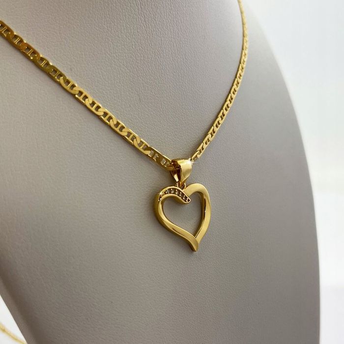 Prezent Na Komunię Dla Dziewczynki Piękny Złoty Naszyjnik Serce + Dedy