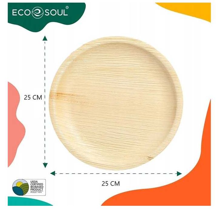 Talerze z liści palmowych biodegradowalne 25/15 cm EKO SOUL ZESTAW
