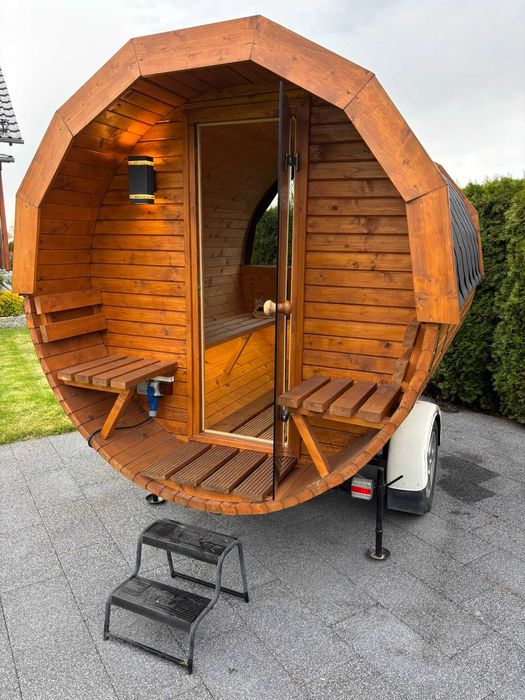 Mobilna Sauna na przyczepie Wynajem Balia & Sauna SPA - GrzejSię!