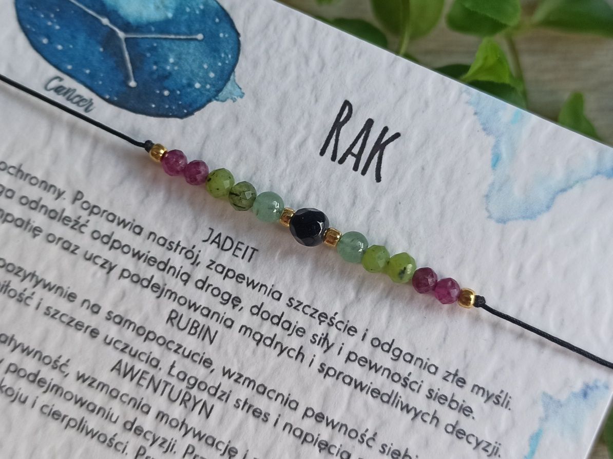 Rak bransoletka na szczęście, kamienie amulet