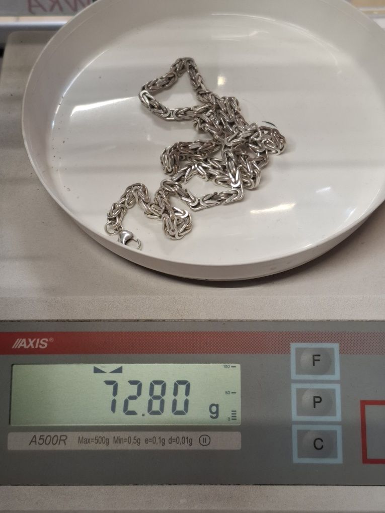 Srebro Próba 925 Łańcuszek Splot Królewski Bizantyjski  66cm Długość