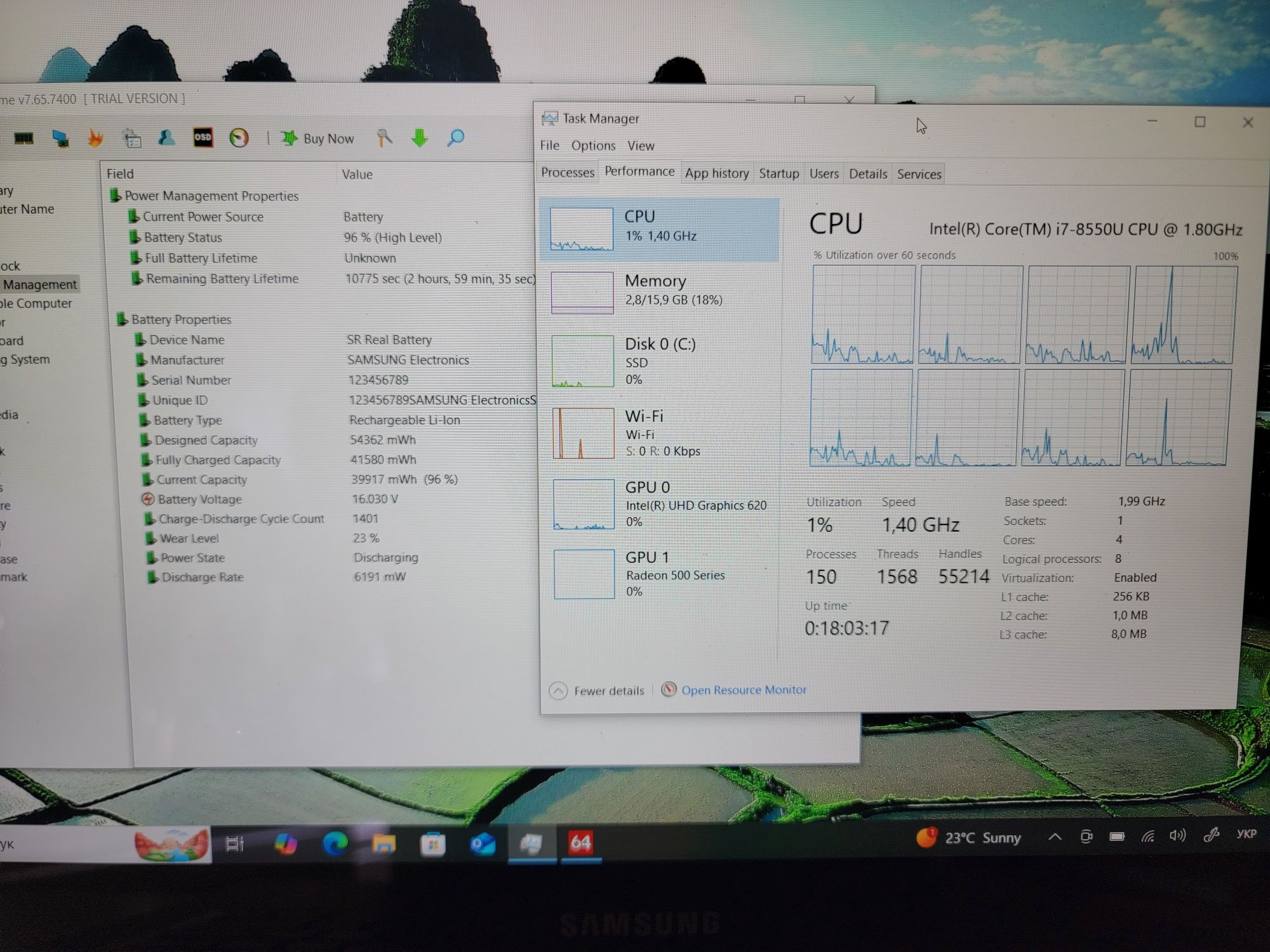Samsung NP940X5N Intel i7-8550U 1,8 ГГц 16 ГБ 256 ГБ Radeon500 15"