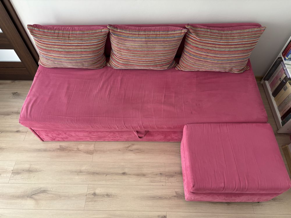 łóżko narożne kanapa sofa rozkładana z pufem