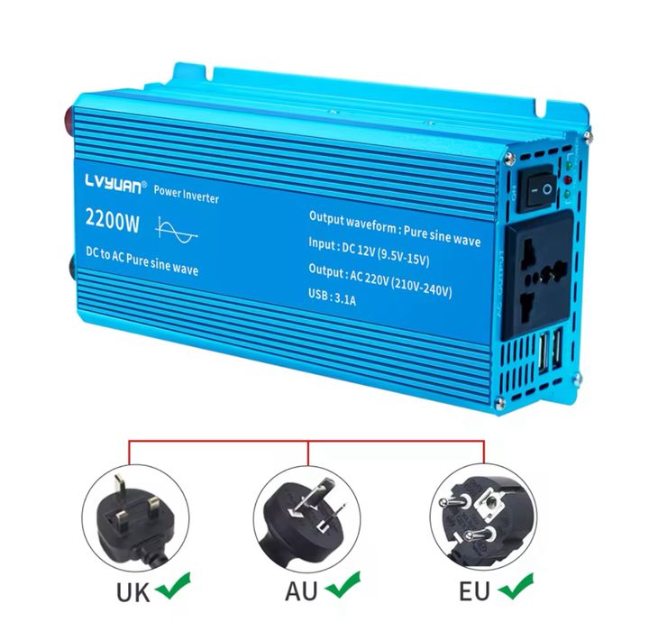 Без-вна доставка Інвертор lvyuan 24/220 В 1000/2200 Вт чистий сінус