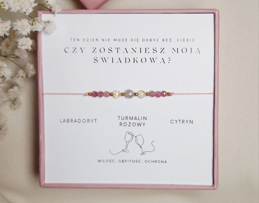 Bransoletka na sznurku czy zostaniesz moją świadkową kamienie naturaln