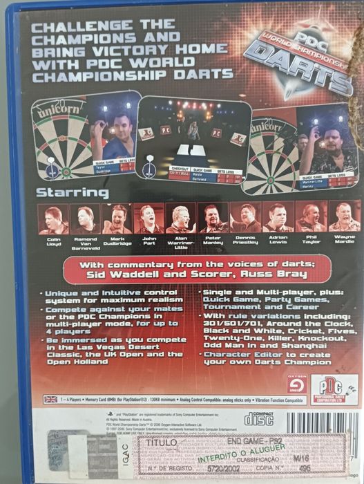 PDC Word Champonship Darts  - Jogo PS2 Playstation2 Como Novo!