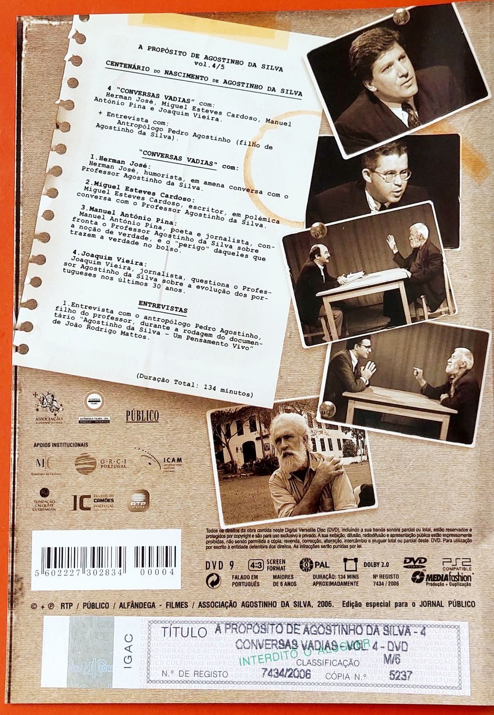 5 DVDs Agostinho da Silva