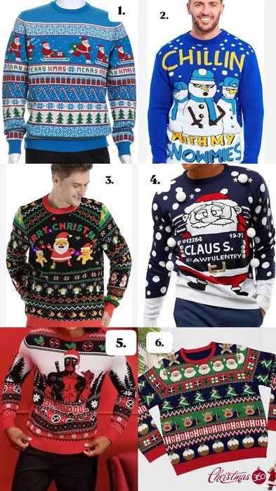 Новогодние свитера, новорічні светри,одяг ,Санта,сніговик,дедпул