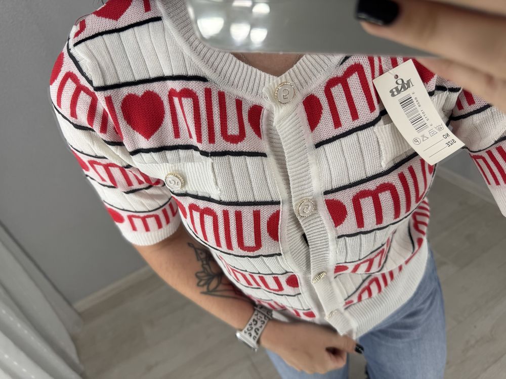 Нова кофта кардіган поло рубчик miu miu
