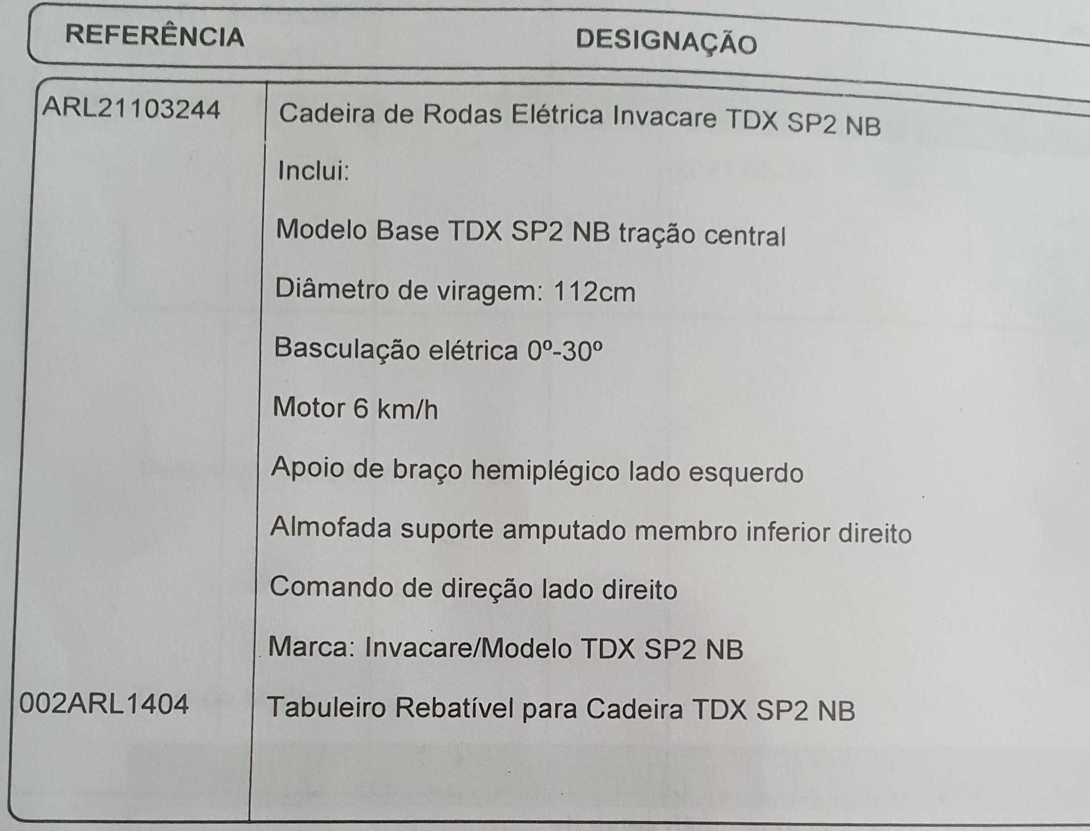 Cadeira de rodas elétrica Invacare TDX SP2 NB