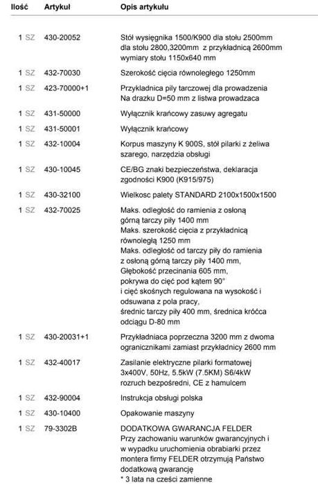 Felder Pilarka formatowa K 900 S, rok produkcji 2022