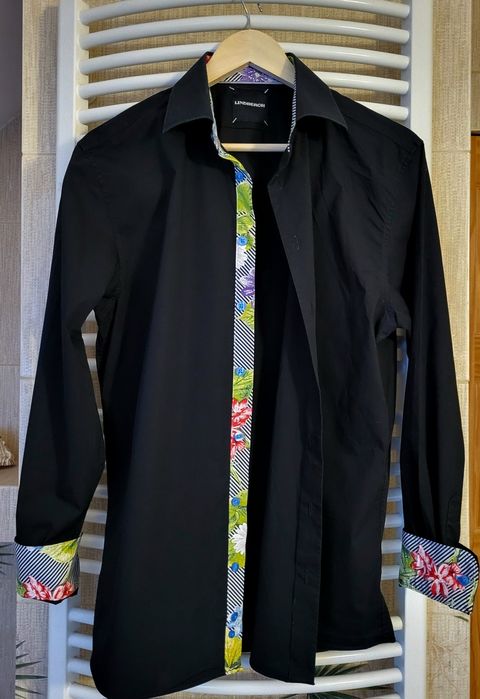 czarna koszula z długim rękawem z wykończeniami Lindbergh 42