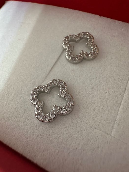 Срібні сережки конюшини.Сережки в стилі van cleef Серги клевер серебро