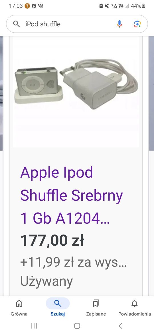 Odtwarzacz mp3 apple ipod.1 G srebrny w idealnym stanie nie uzywany id