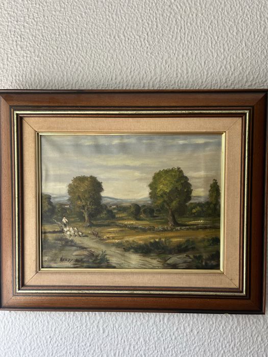 Pintura a oleo com moldura