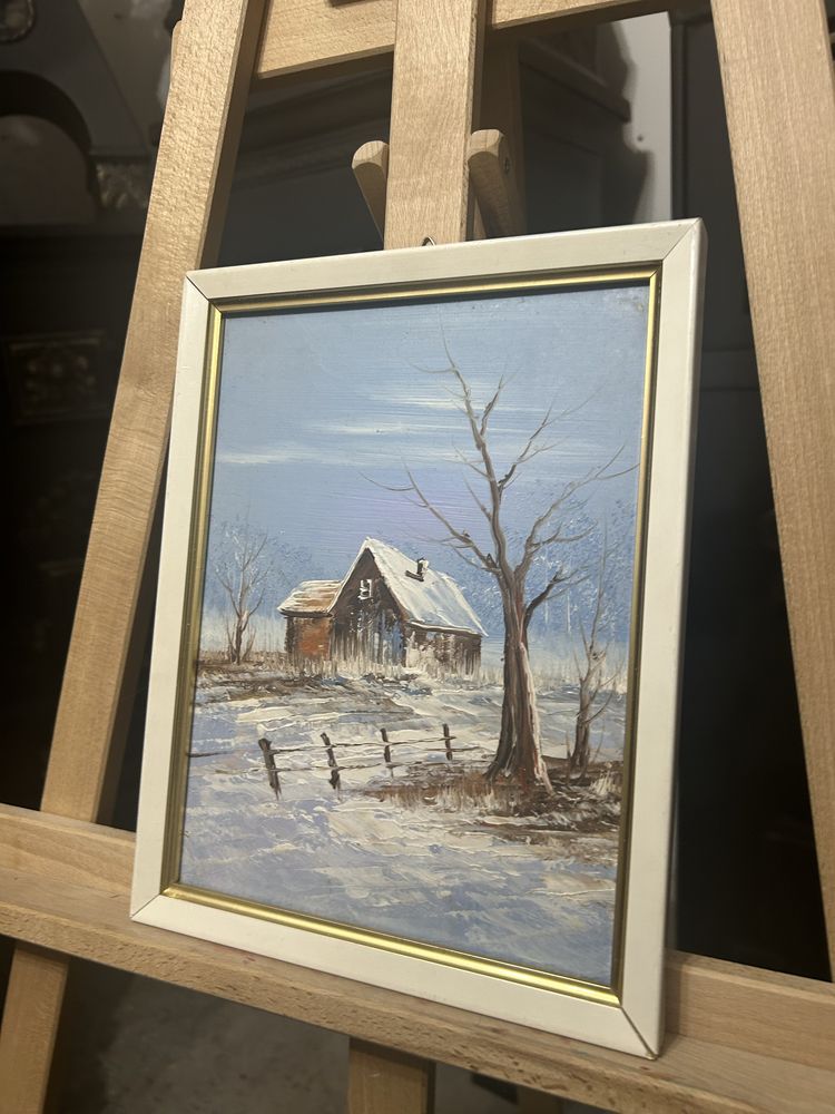 Obraz domek zimą