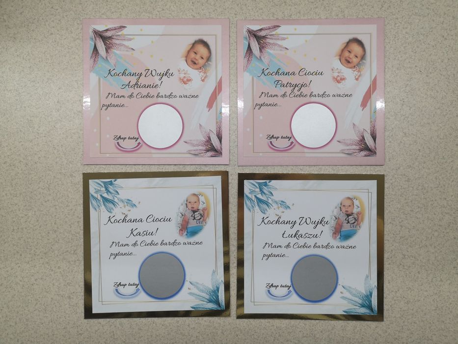 Kartka zdrapka z zapytaniem na chrzest
