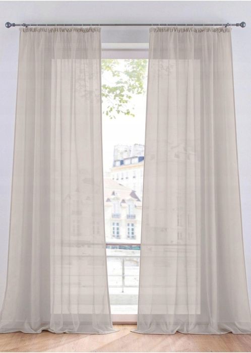 B.P.C firanka jednokolorowa szara gładka 140x245 cm/4.