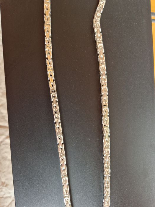 Łańcuszek srebrny diamentowany splot królewski bizantyjski włoski
