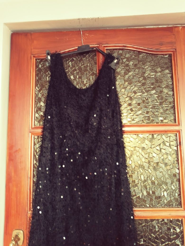 Sukienka dluga wieczorowa 38 cekimy czarna