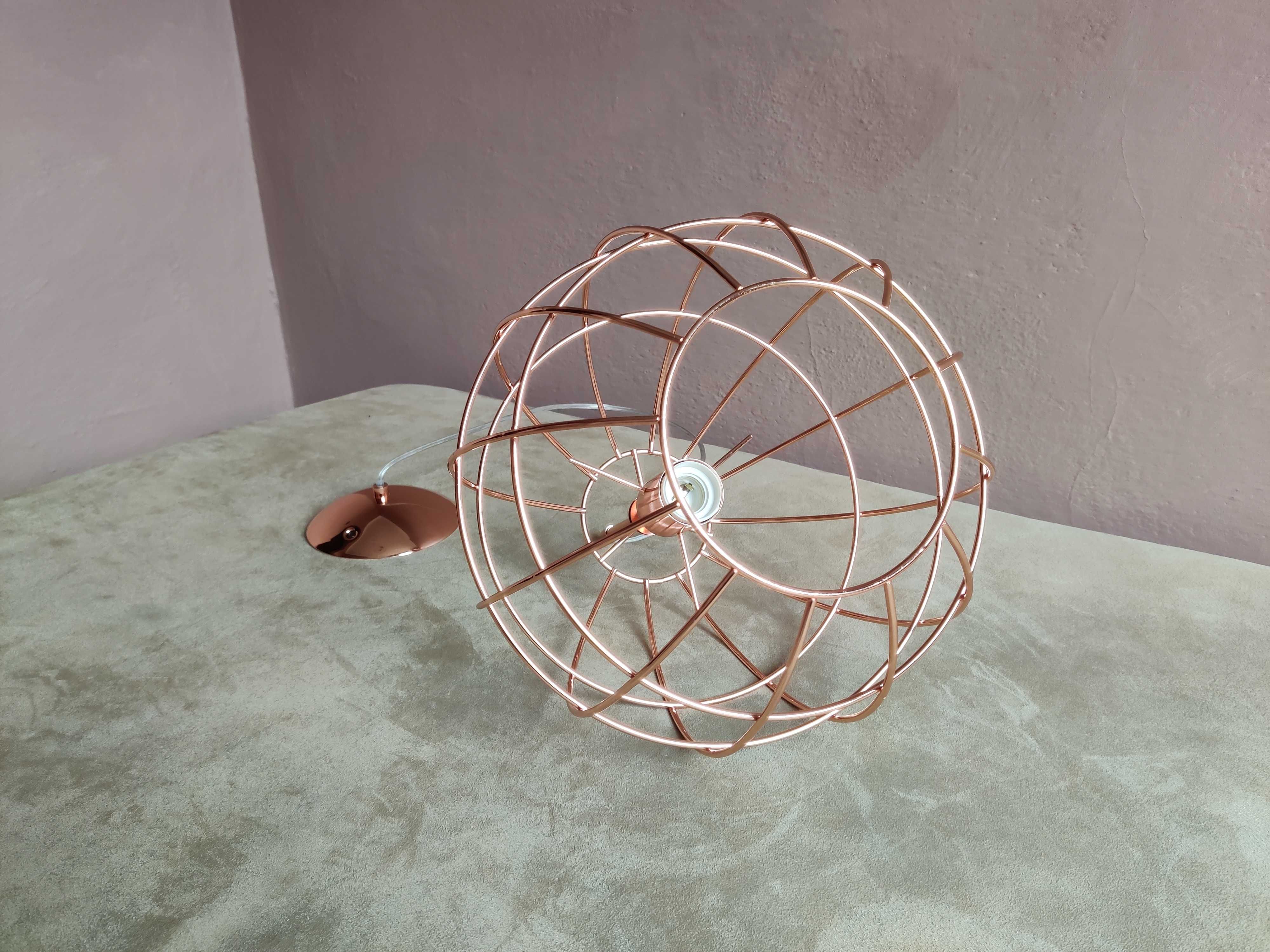 Żyrandol jedynka, lampa jedynka - miedziana