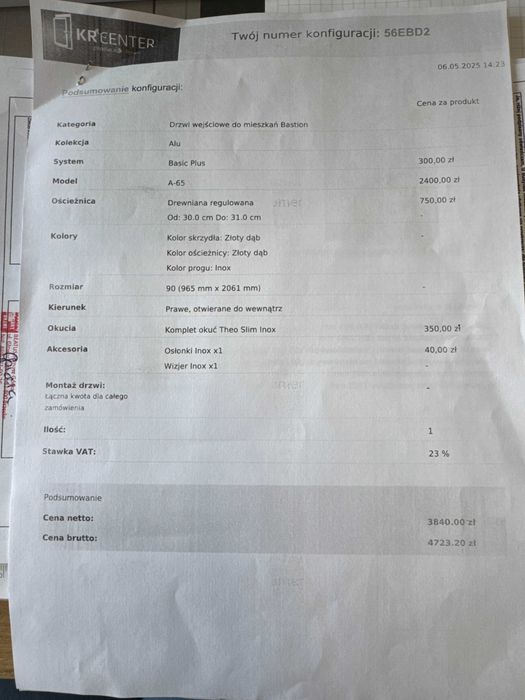 Drzwi wejściowe do mieszkania Bastion A65