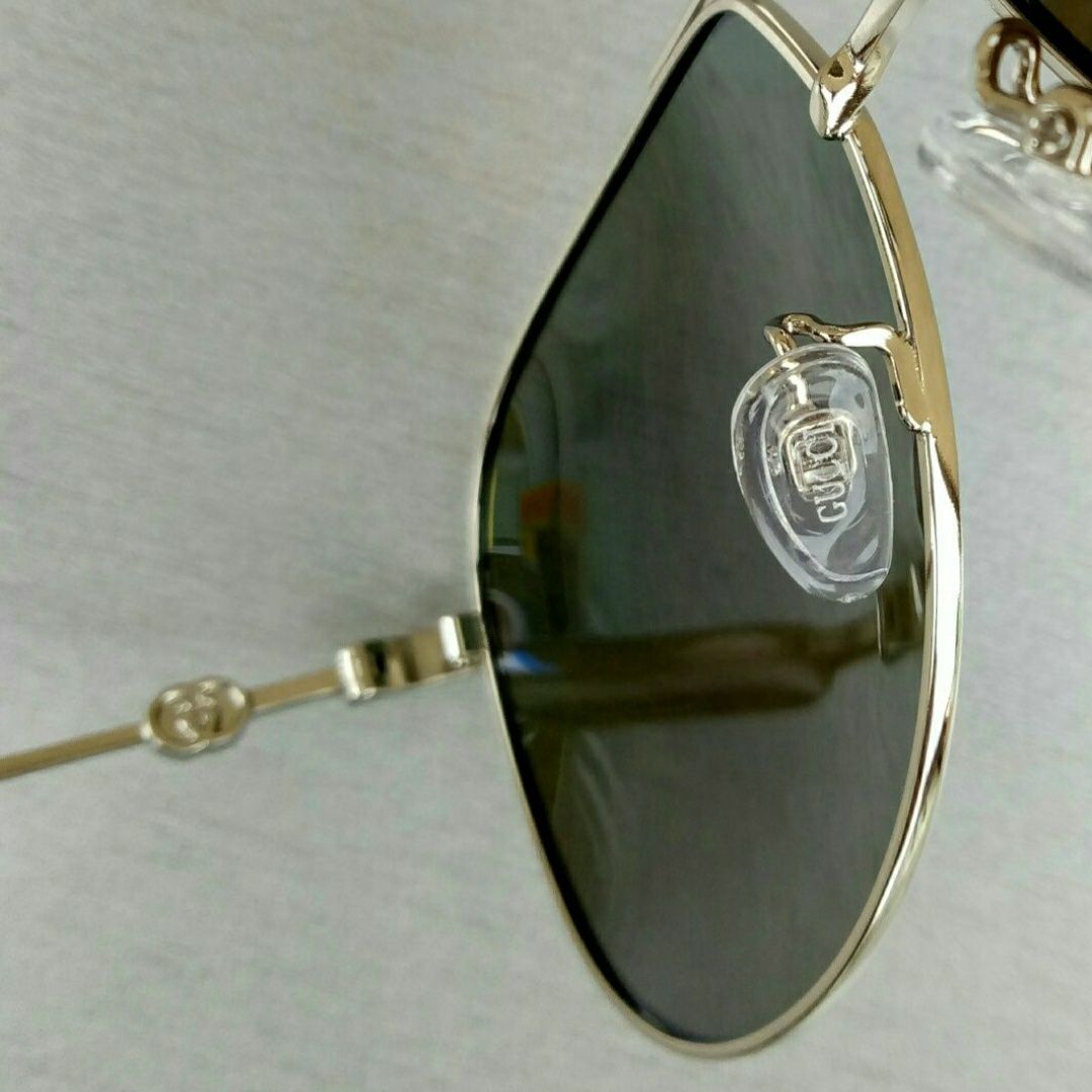 Gucci очки капли мужские голубые зеркальные в серебристом металле