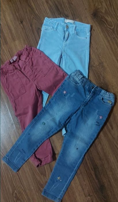 Spodnie Zara I inne r.110 jeansowe