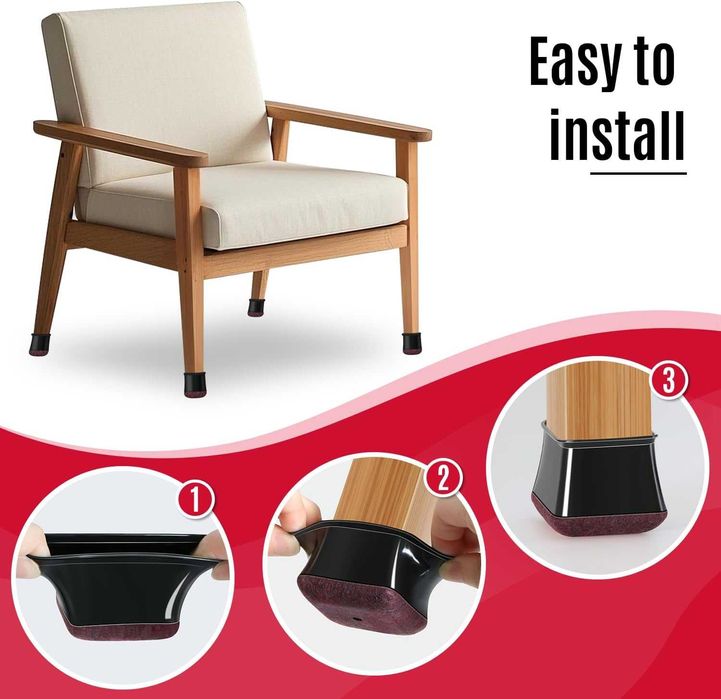 OCONDA Ochraniacze na nogi krzeseł Silikonowe 24 szt Roz.M-20-25.9mm